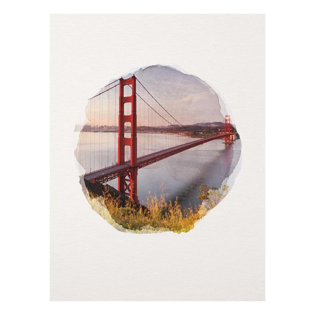 Quadri skyline  Acquerelli - Il ponte Golden Gate a San Francisco