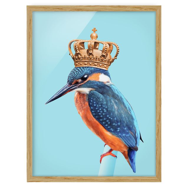 Quadri blu Martin pescatore con corona