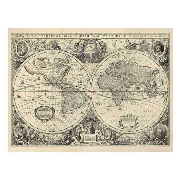 Quadri su tela Mappa del mondo vintage Illustrazione antica