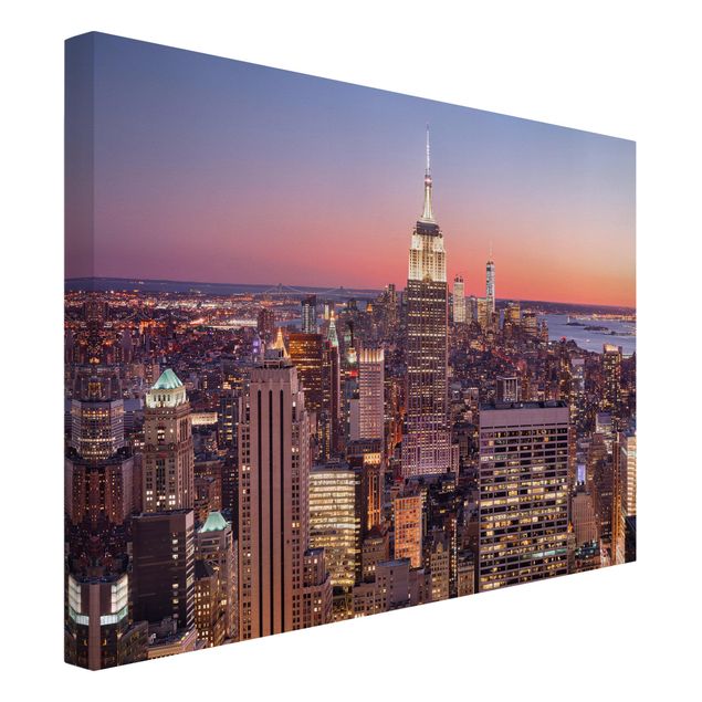 Quadri su tela con architettura e skylines Tramonto a Manhattan New York