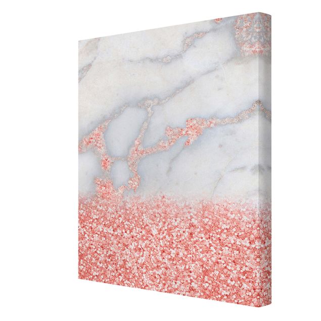 Quadri stampe Effetto marmo con coriandoli rosa chiaro