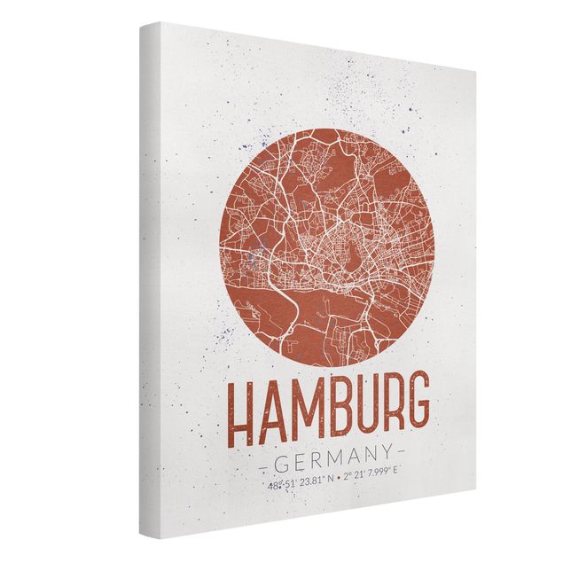 Quadro planisfero Mappa di Amburgo - Retrò