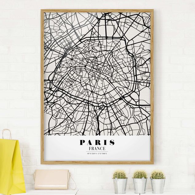Quadro Parigi Mappa di Parigi - Classica