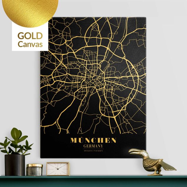 Quadro moderno Mappa di Monaco di Baviera - Nero classico