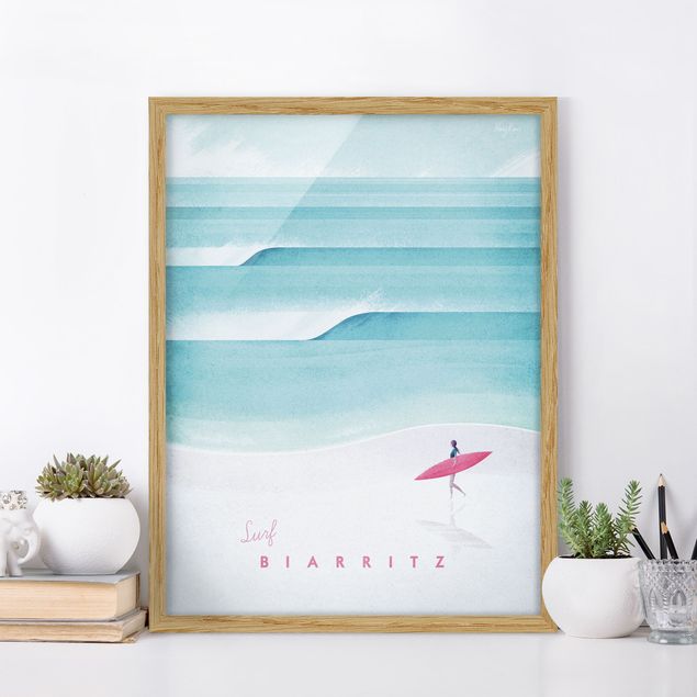 Quadri con cornice con spiaggia Poster di viaggio - Biarritz