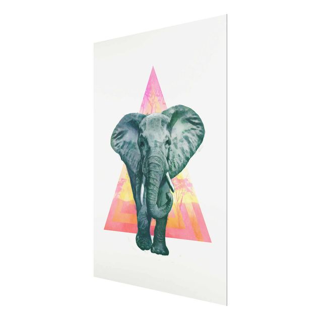 Quadri colorati Illustrazione - Elefante fronte triangolo pittura