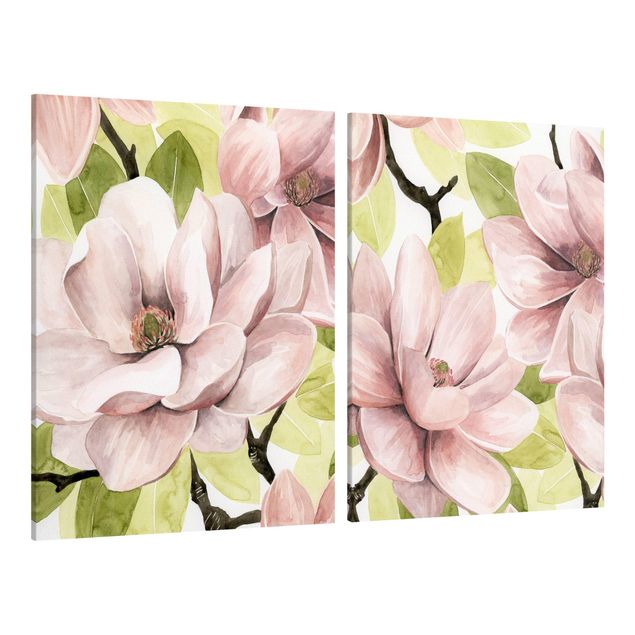 Quadri floreali Magnolia Blush Set I