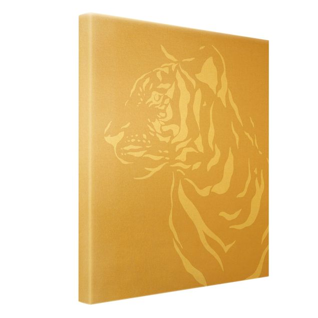 Quadro su tela oro - Animali del safari - Ritratto di tigre beige