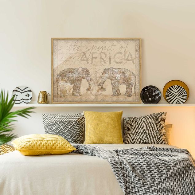 Quadri con cornice con mappamondo Collage vintage - Spirito dell'Africa