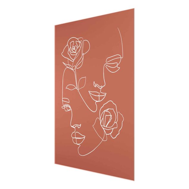Quadri moderni   Line Art - Volti femminili Rose Rame