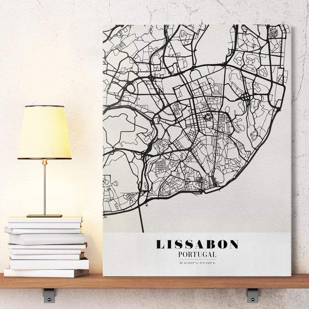Quadro moderno Mappa di Lisbona - Classica