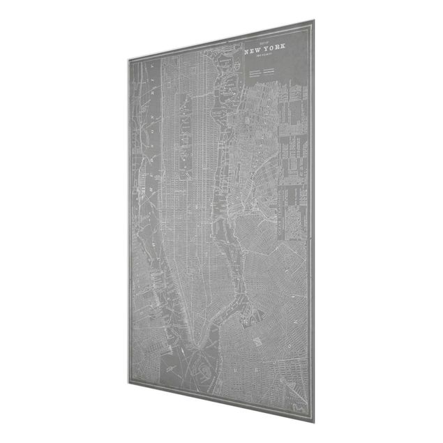 Quadri grigi Mappa vintage New York Manhattan