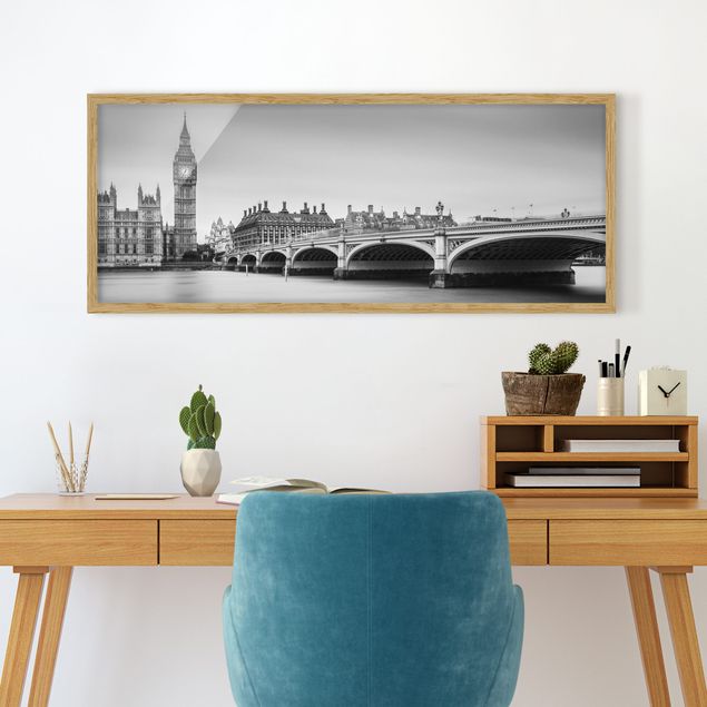 Quadri con cornice con architettura e skylines Il ponte di Westminster e il Big Ben