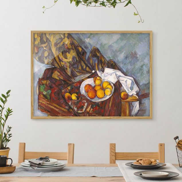 Quadri Impressionismo Paul Cézanne - Natura morta, tendaggio di fiori e frutta