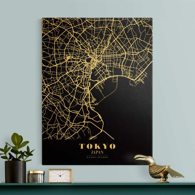 Quadri su tela Tokyo Mappa di Tokyo - Nero classico