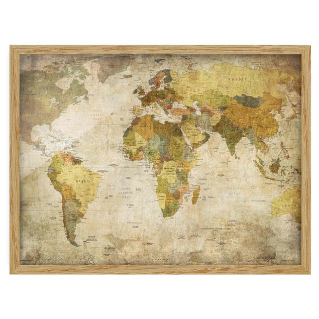 Quadro verde Map Of The World