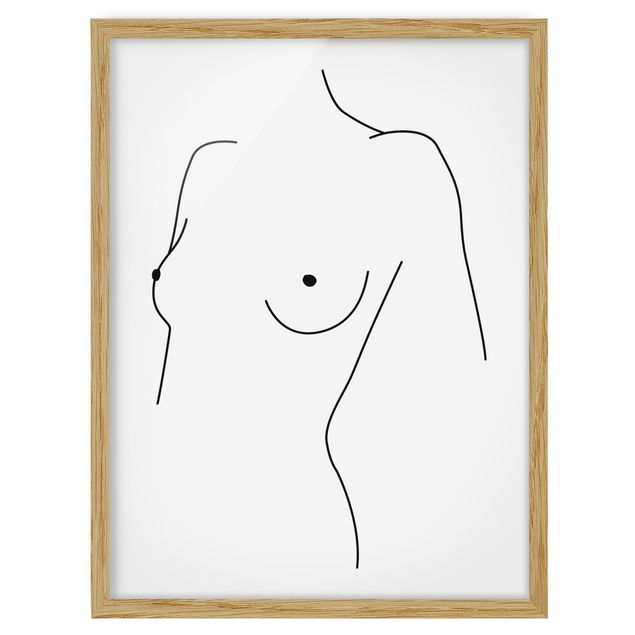 Quadri di nudo Line Art - Nudo Busto Donna Bianco e Nero