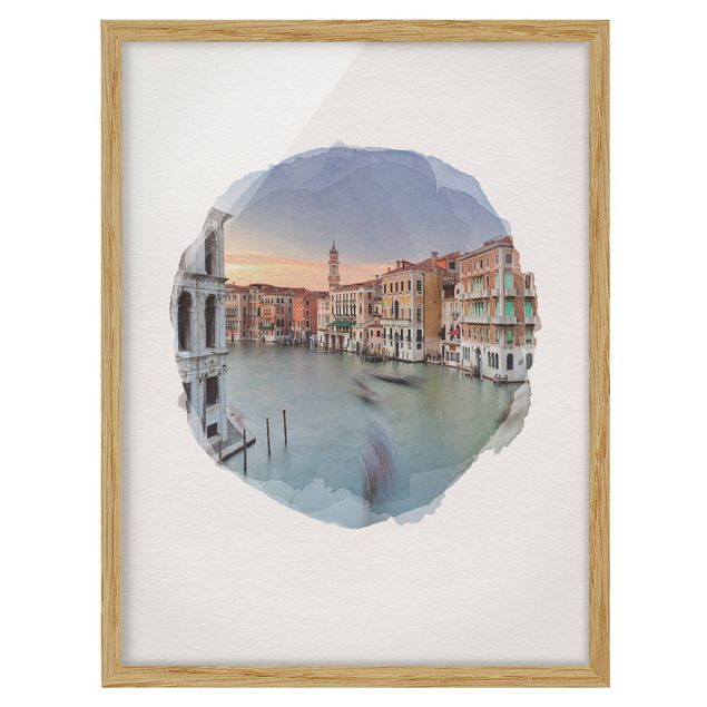 Quadri città Acquerelli - Veduta del Canal Grande dal Ponte di Rialto a Venezia