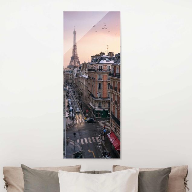 Quadri in vetro Parigi La Torre Eiffel al tramonto