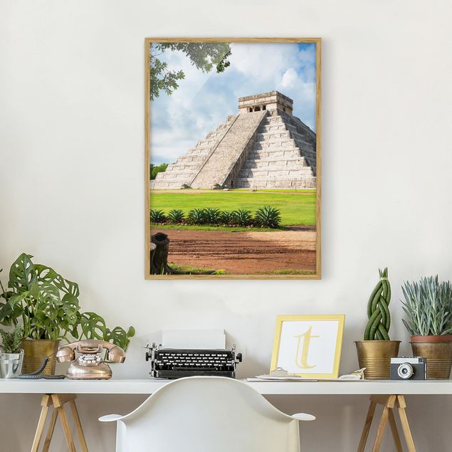 Quadri con cornice con architettura e skylines Piramide di El Castillo
