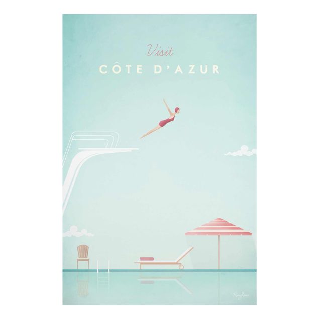 Quadri in vetro architettura e skylines Poster di viaggio - Costa Azzurra