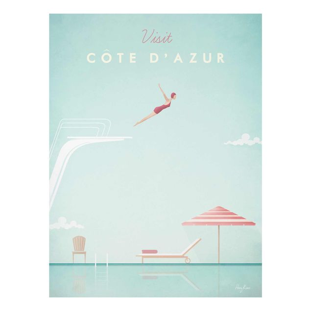 Quadri in vetro architettura e skylines Poster di viaggio - Costa Azzurra