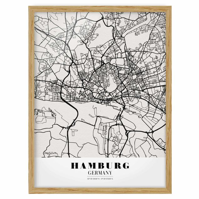 Stampe Mappa di Amburgo - Classica