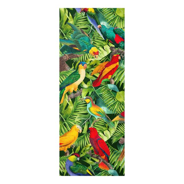 Quadri colorati Collage colorato - Pappagalli nella giungla