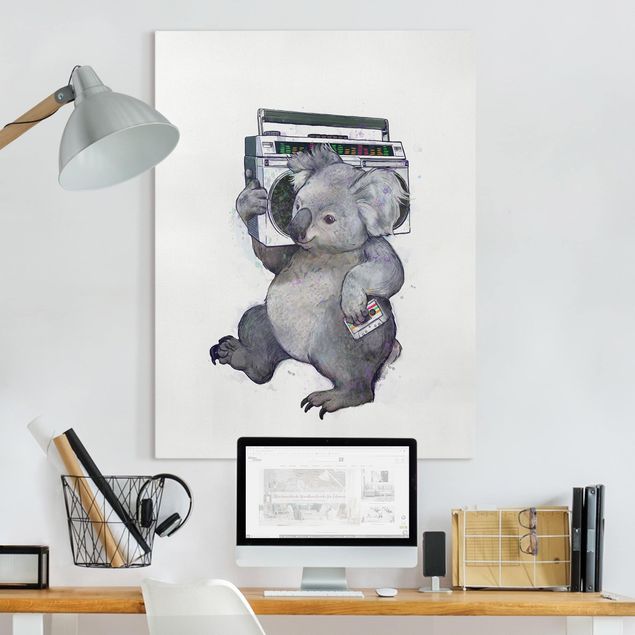 Quadri con animali Illustrazione - Koala con radio pittura