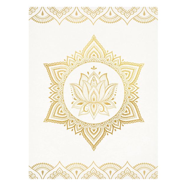 Quadri su tela Mandala Loto - Illustrazione Ornamentale Oro Bianco