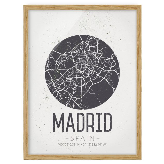 Quadro grigio Mappa di Madrid - Retrò
