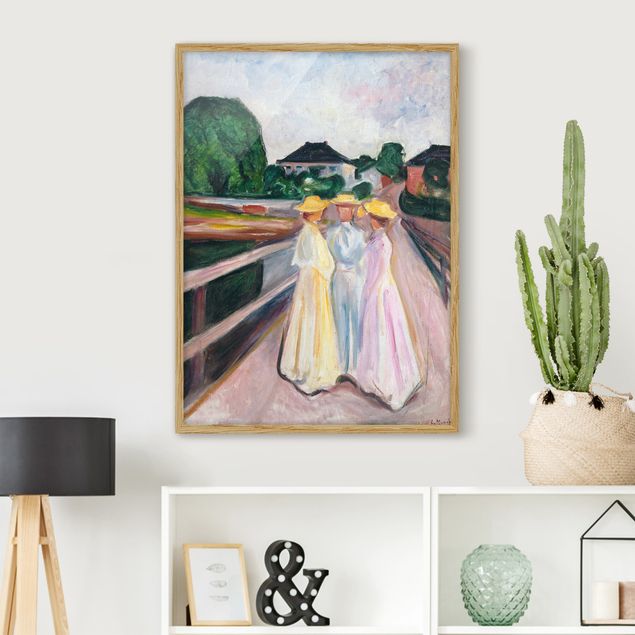 Quadro post impressionista Edvard Munch - Tre ragazze sul ponte