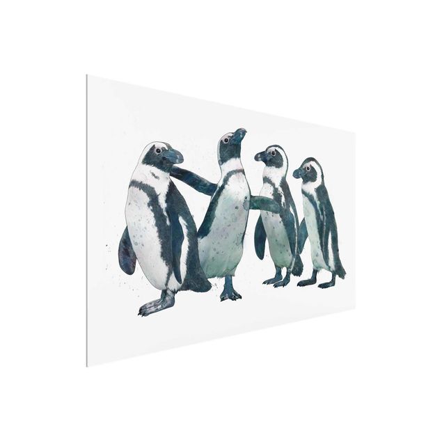 Quadro moderno Illustrazione - Pinguini Acquerello Bianco e Nero