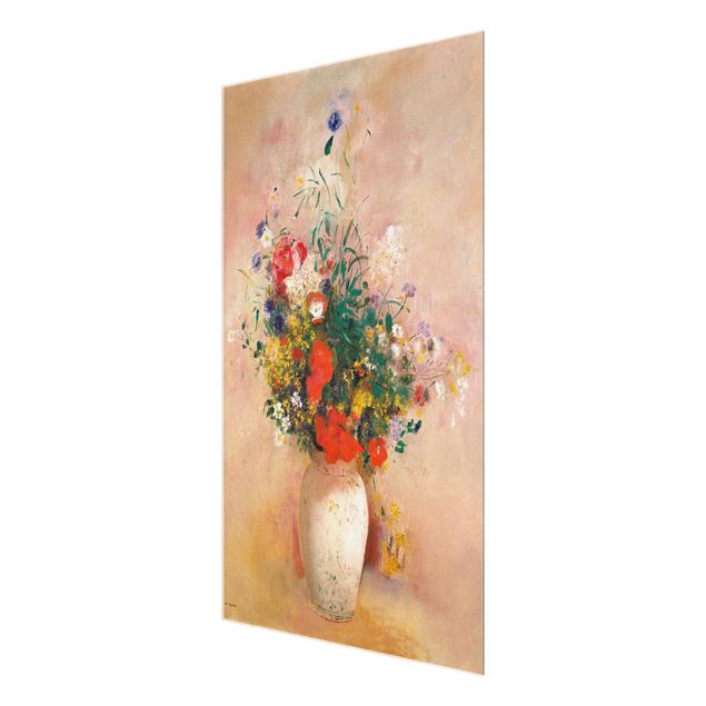 Quadri moderni per arredamento Odilon Redon - Vaso con fiori (sfondo rosato)