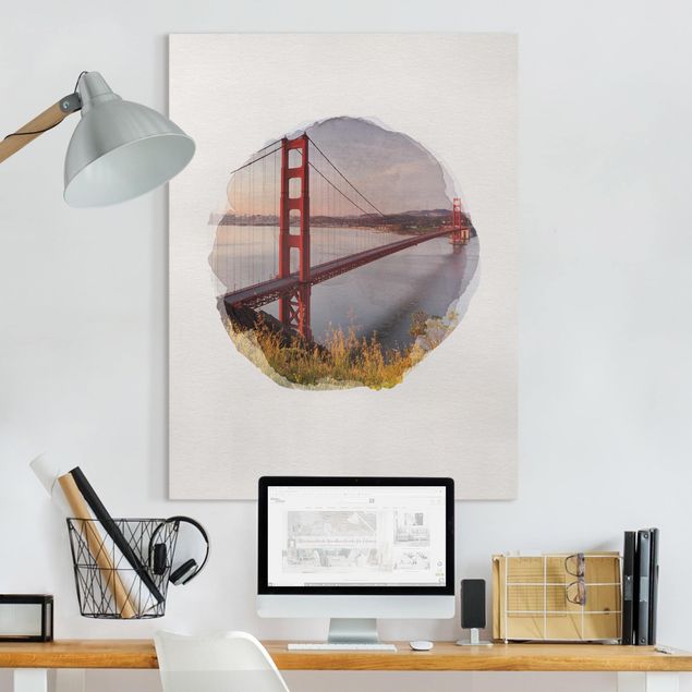 Tela America  Acquerelli - Il ponte Golden Gate a San Francisco