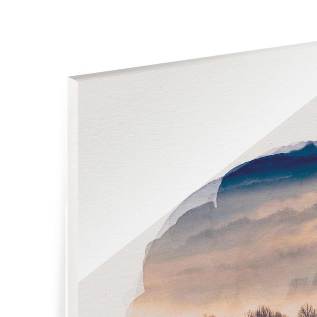 Glas Magnetboard Acquerelli - Nebbia al tramonto