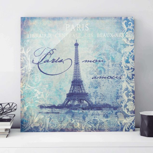 Quadri in vetro Parigi Collage vintage - Parigi Mon Amour