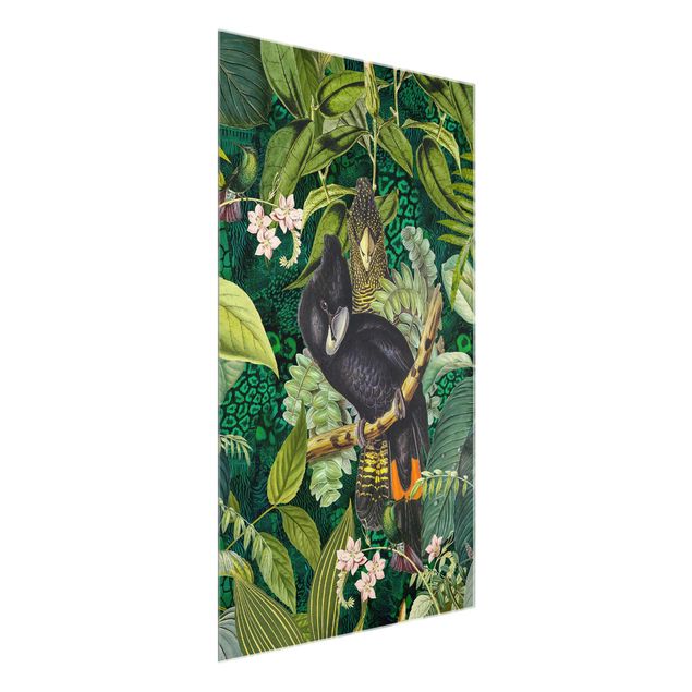 Quadri di fiori Collage colorato - Cacatua nella giungla