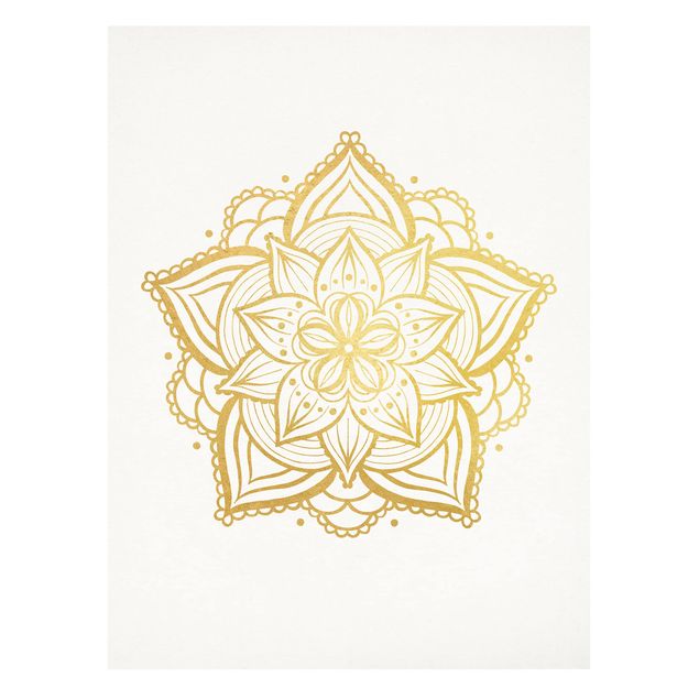 Stampa su tela Mandala Floreale - Illustrazione Oro Bianco