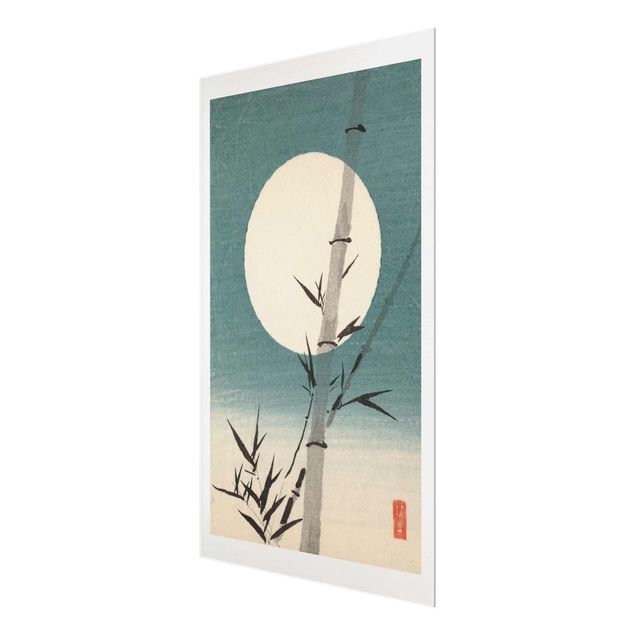 Quadro blu Disegno giapponese Bambù e Luna
