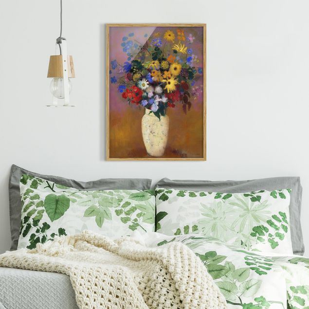 Quadri con cornice con fiori Odilon Redon - Vaso bianco con fiori