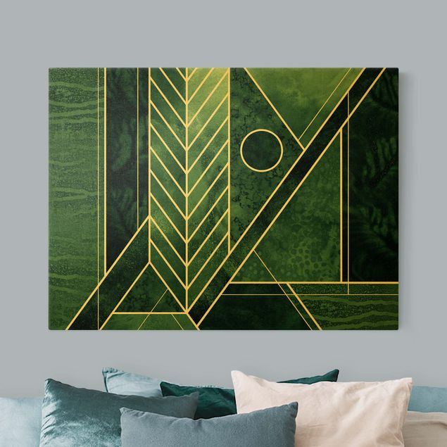 Quadri verdi Geometria dorata - Smeraldo