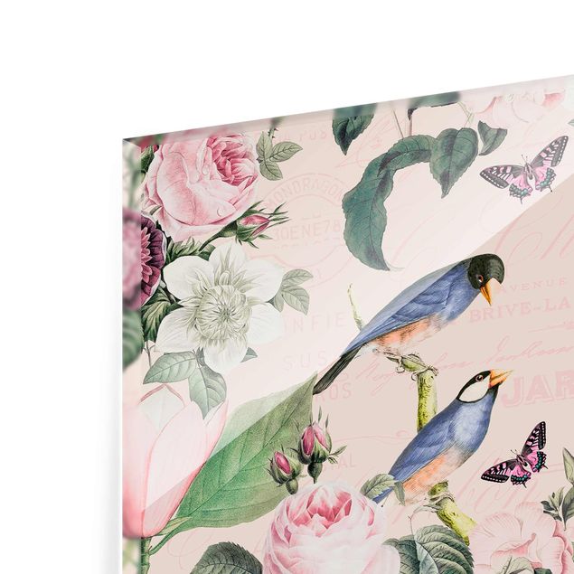 Quadri Andrea Haase Collage vintage - Rose e uccelli