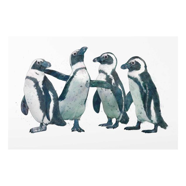 Quadri Laura Graves Art Illustrazione - Pinguini Acquerello Bianco e Nero