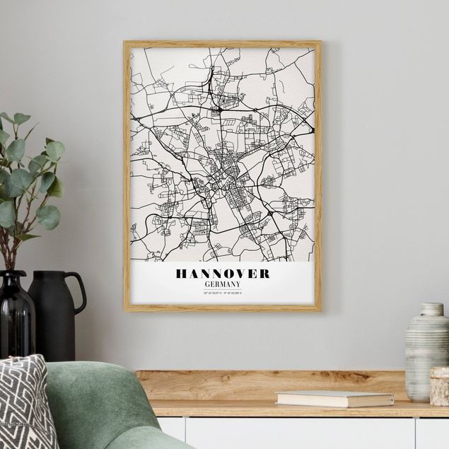 Quadri con cornice con mappamondo Mappa di Hannover - Classica