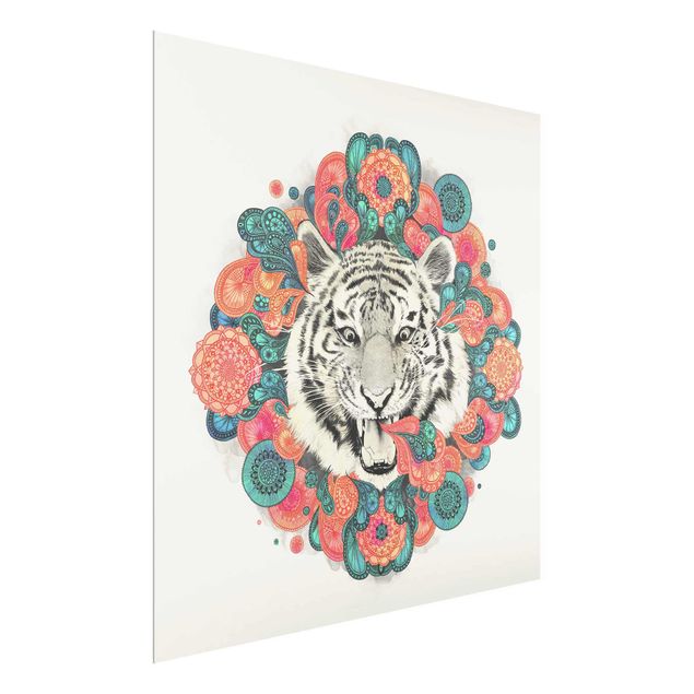 Quadri in vetro con animali Illustrazione - Tigre Disegno Mandala Paisley