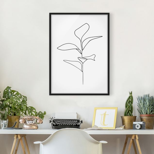 Stile artistico Line Art - foglie di piante bianco e nero