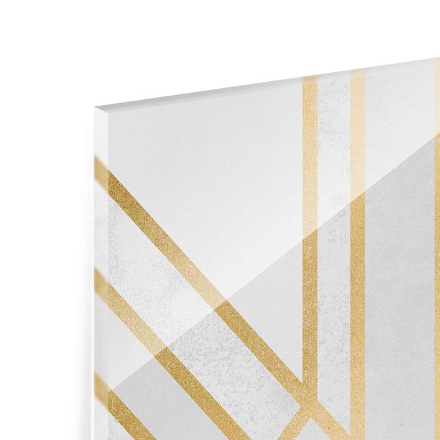 Glas Magnetboard Geometria Art Déco Oro Bianco