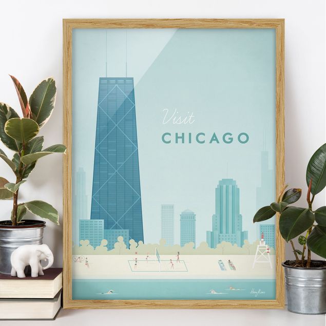 Quadri con cornice architettura e skylines  Poster di viaggio - Chicago