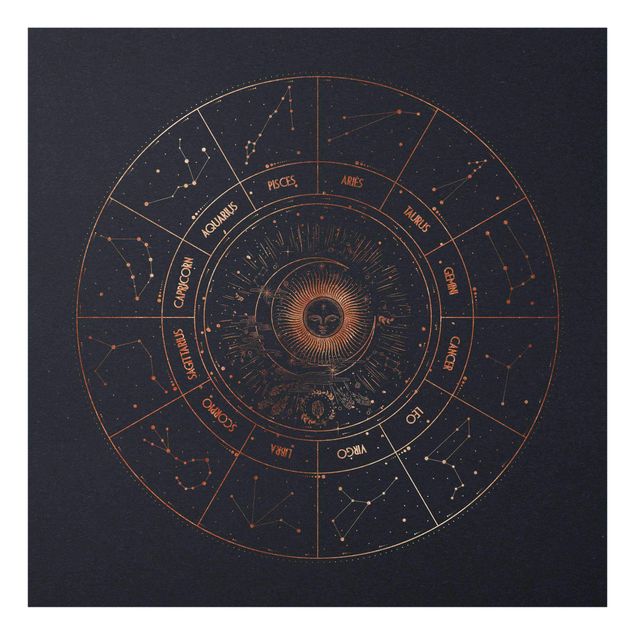 Quadri blu Astrologia I 12 segni zodiacali Oro blu